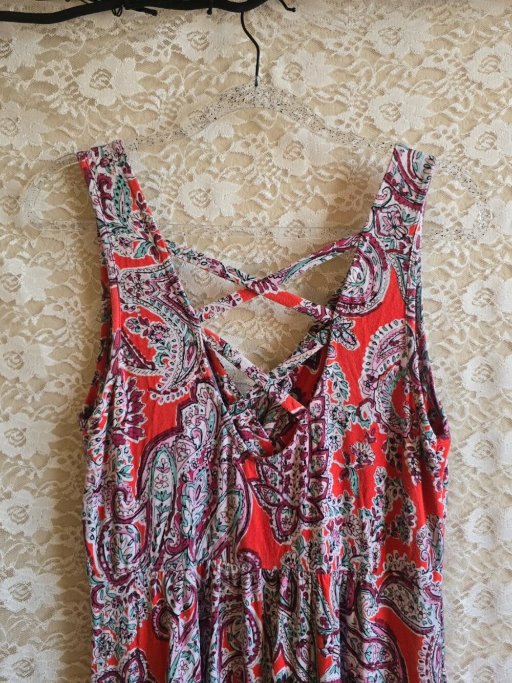 Boho - Loveappella - Red Floral maxi dress - strappy maxi dress - Picture 3 of 6